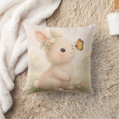 Cute Bunny With Butterfly Neutral Nursery  Kissen (Decke)