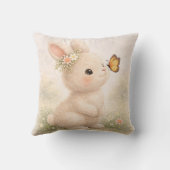 Cute Bunny With Butterfly Neutral Nursery  Kissen (Rückseite)