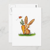 Cute Bunny with Carrot by Gerda Steiner/Send2smile Postkarte (Vorne/Hinten)