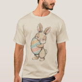 Cute Bunny with Colourful Easter Egg Illustration T-Shirt (Vorderseite)