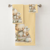 cute bunny with Easter eggs in a flower meadow Badhandtuch Set (Insitu)