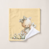 cute bunny with Easter eggs in a flower meadow Badhandtuch Set (Waschlappen)