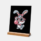 Cute Bunny with Glasses Blowing Bubble Gum Acrylschild (Winkel)