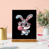 Cute Bunny with Glasses Blowing Bubble Gum Acrylschild (Hochzeit)