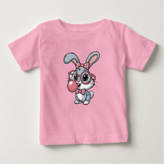 Cute Bunny with Glasses Blowing Bubble Gum Baby T-shirt