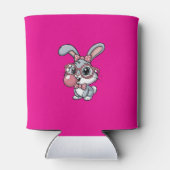 Cute Bunny with Glasses Blowing Bubble Gum Dosenkühler (Rückseite)