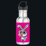 Cute Bunny with Glasses Blowing Bubble Gum Edelstahlflasche<br><div class="desc">A charming cartoon bunny wearing oversized round glasses,  a polka-dot bow,  and blowing a pink bubble gum bubble.</div>