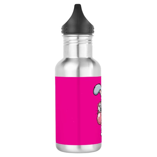 Cute Bunny with Glasses Blowing Bubble Gum Edelstahlflasche (Links)