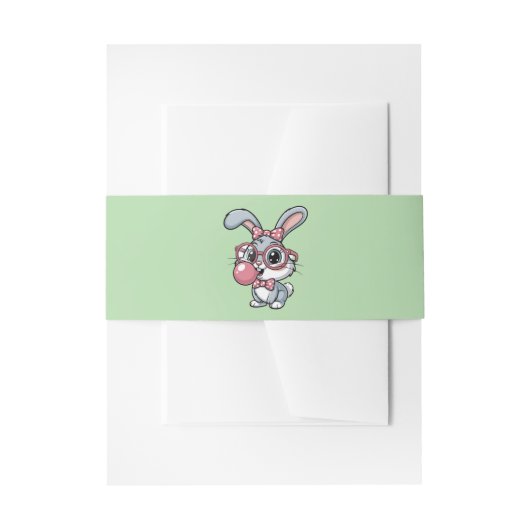 Cute Bunny with Glasses Blowing Bubble Gum Einladungsbanderole (Vorderseite Beispiel)