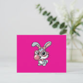 Cute Bunny with Glasses Blowing Bubble Gum Einladungspostkarte (Stehend Vorderseite)