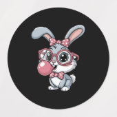 Cute Bunny with Glasses Blowing Bubble Gum Etiketten (Design 2)