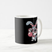 Cute Bunny with Glasses Blowing Bubble Gum Kaffeetasse (VorderseiteRechts)