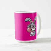 Cute Bunny with Glasses Blowing Bubble Gum Kaffeetasse (VorderseiteRechts)