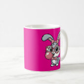 Cute Bunny with Glasses Blowing Bubble Gum Kaffeetasse (VorderseiteRechts)