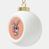 Cute Bunny with Glasses Blowing Bubble Gum Keramik Kugel-Ornament (Rechts)