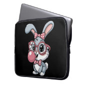 Cute Bunny with Glasses Blowing Bubble Gum Laptopschutzhülle (Vorderseite Links)