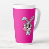 Cute Bunny with Glasses Blowing Bubble Gum Milchtasse (Rechte Ecke)