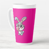 Cute Bunny with Glasses Blowing Bubble Gum Milchtasse (Linke Ecke)