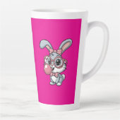 Cute Bunny with Glasses Blowing Bubble Gum Milchtasse (Rechts)