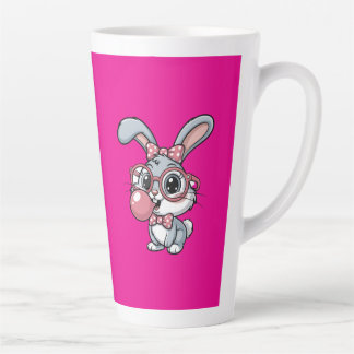 Cute Bunny with Glasses Blowing Bubble Gum Milchtasse