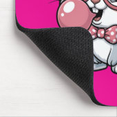 Cute Bunny with Glasses Blowing Bubble Gum Mousepad (Ecke)