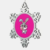 Cute Bunny with Glasses Blowing Bubble Gum Schneeflocken Zinn-Ornament (Rechts)