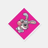 Cute Bunny with Glasses Blowing Bubble Gum Serviette (Ecke)