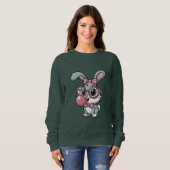 Cute Bunny with Glasses Blowing Bubble Gum Sweatshirt (Vorne ganz)