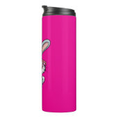 Cute Bunny with Glasses Blowing Bubble Gum Thermosbecher (Nach rechts gedreht)