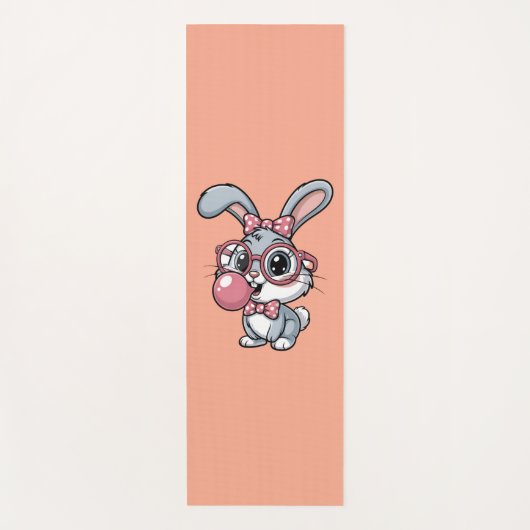 Cute Bunny with Glasses Blowing Bubble Gum Yogamatte (Vorderseite)
