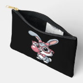 Cute Bunny with Glasses Blowing Bubble Gum Zubehörtasche (Offen)