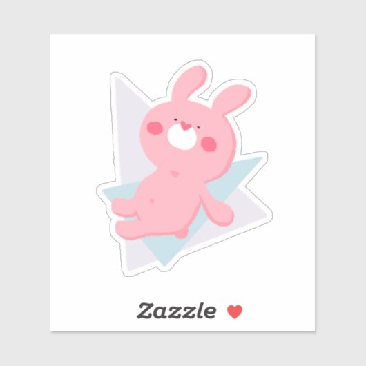 Cute bunny with heart nose aufkleber (Blatt)