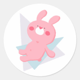 Cute bunny with heart nose runder aufkleber