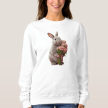 “Cute Bunny with Pink Roses” Adorable Art Design
