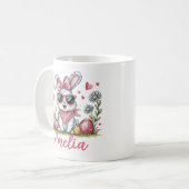 Cute Bunny with Sunglasses Custom Name Easter Gift Kaffeetasse (Vorderseite Links)