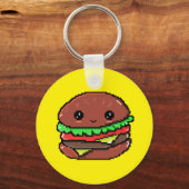 Cute Burger Kawaii 8 bit pixel yellow Schlüsselanhänger (Vorderseite)