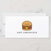 Cute Burger Restaurant Business Gift Certificate (Vorderseite)