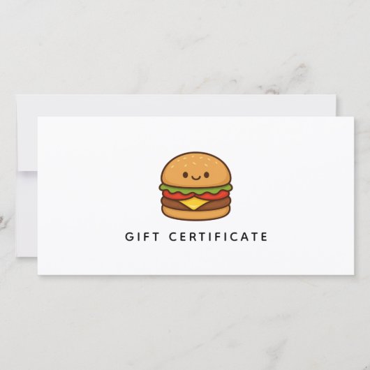 Cute Burger Restaurant Business Gift Certificate (Vorderseite)