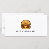 Cute Burger Restaurant Business Gift Certificate (Vorne/Hinten)