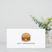 Cute Burger Restaurant Business Gift Certificate (Stehend Vorderseite)