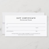 Cute Burger Restaurant Business Gift Certificate (Rückseite)