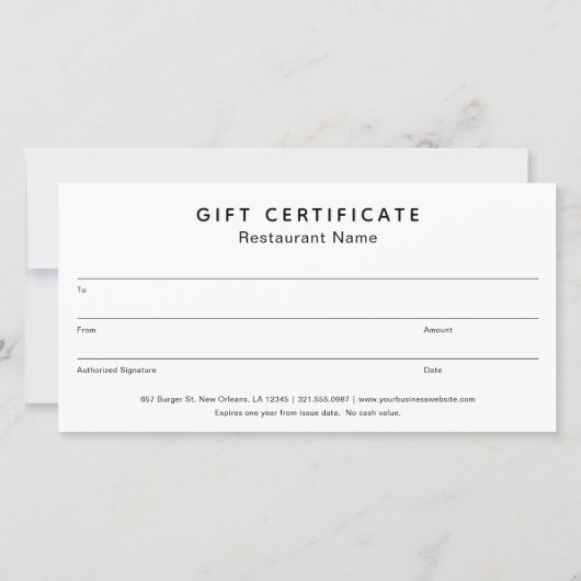 Cute Burger Restaurant Business Gift Certificate (Rückseite)
