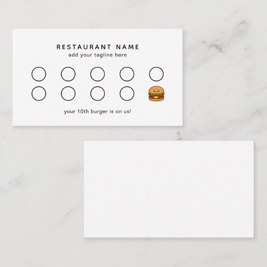 Cute Burger Restaurant Treuekarte (Vorne/Hinten)