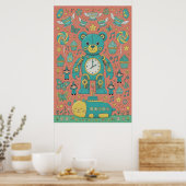 Cute Busy Teddy Bear Illustration  Poster (Küche)