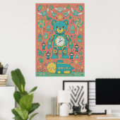 Cute Busy Teddy Bear Illustration  Poster (Heimbüro)