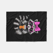 Cute But Feral Funny Colorful Racoon With Sungles Fleecedecke (Vorderseite (Horizontal))
