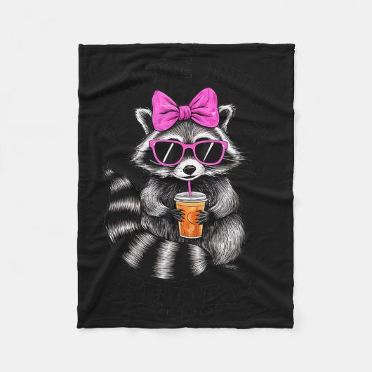 Cute But Feral Funny Colorful Racoon With Sungles Fleecedecke (Vorderseite)
