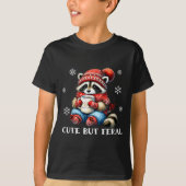 Cute But Feral Raccoon Drink Hot Cocoa Christmas W T-Shirt (Vorderseite)