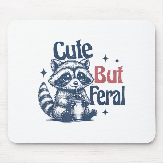 Cute But Feral Raccoon Drinking Boba Toddler Vinta Mousepad (Vorne)