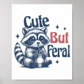 Cute But Feral Raccoon Drinking Boba Toddler Vinta Poster (Vorne)